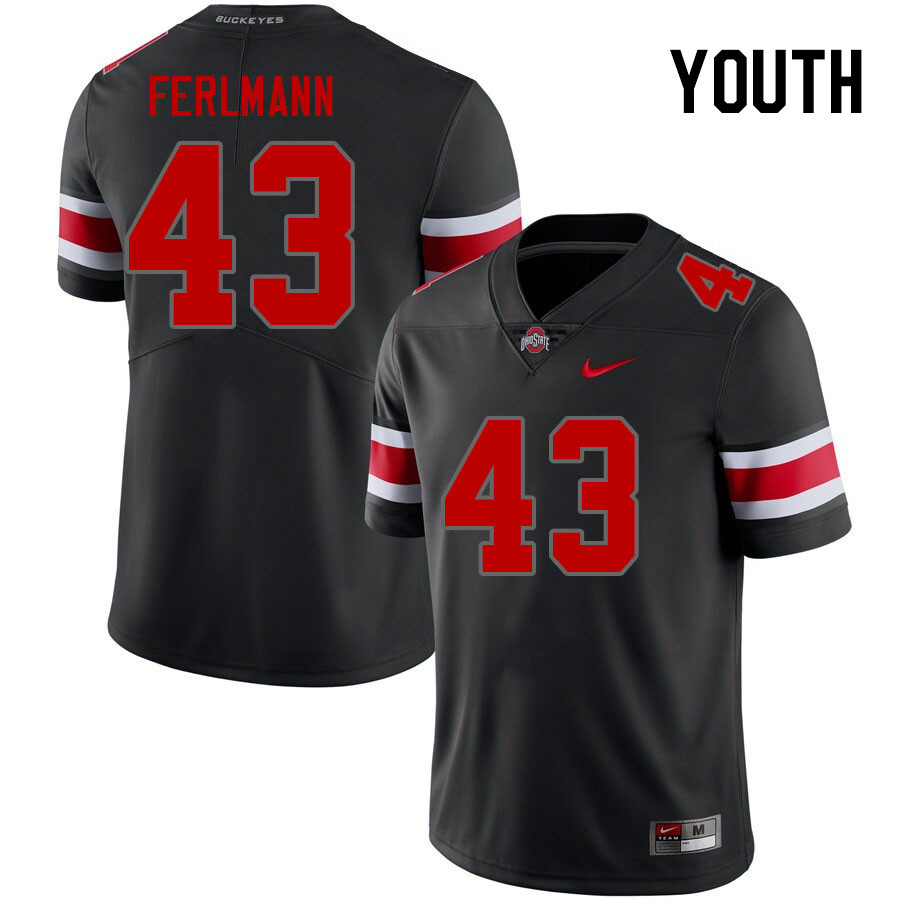 Youth #43 John Ferlmann Ohio State Buckeyes College Football Jerseys Stitched Sale-Blackout